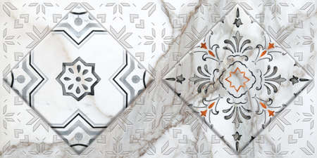 Rhombus shape Geometric design pattern illustration image use for wall tiles and wall paper useの写真素材