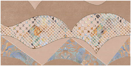 brown color geometric design wall tiles and wall paper useの写真素材