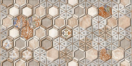 multi color octagon shapes pattern for wall tiles and wall paper useの写真素材