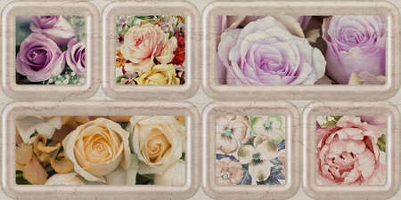 flower pattern 3D illustration image for kitchen ceramic wall tiles and wall paper useの写真素材