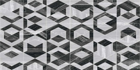 black and grey hexagon shape pattern wall tiles and wallpaper designの写真素材