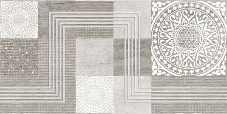 white and grey color tile image with geometric shape designの写真素材