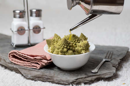 Romanesco Brecol in preparation to be cooked, served and eatenの写真素材