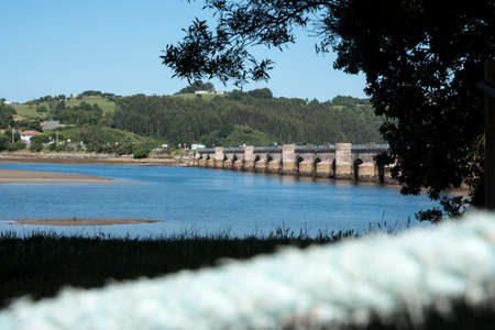 Views of Puente Las Mazas over the Rio Escudo in San Vicente de la Barquera, Cantabria, Spain. Nice...