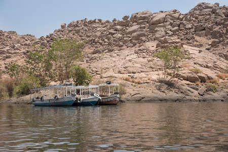 Nile River in Aswan Egypt, next to Agilkia Island.の写真素材