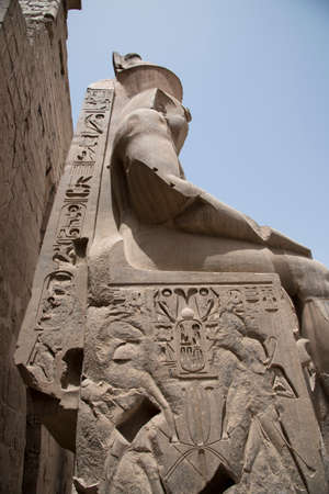 Temple of Luxor, located in the heart of ancient Thebes, consecrated to the god Amon, under his two...