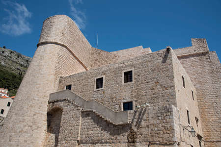 Part of the wall and stone steps in Dubrovnik, Croatia, Europe.のeditorial素材
