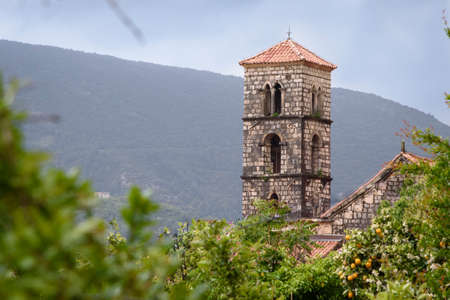 Access stairway to the wall in Ston, Dubrovnik Neretva county, located on the Peljesac peninsula, Croatia, Europe.の写真素材