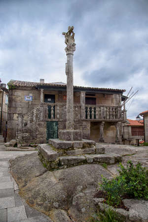 Cruiser staircase and stone altar in the street, in Combarro, parish belonging to the municipality...