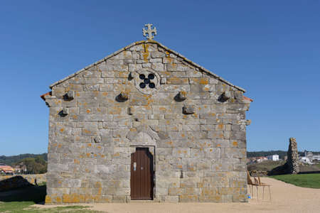 Facade of the Hermitage of La Lanzada in Sanxenxo, Pontevedra, Galicia, Spain, Europe.の写真素材