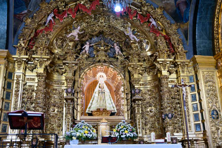 Alatar with the Virgin in the Sanctuary of Nuestra SeÃ±ora del CastaÃ±ar, in Bejar, Salamanca, Castilla Leon, Spain. Europe. Brightness and devotion.の写真素材