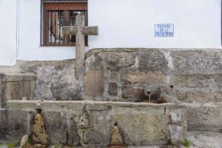 Source of the Stone Cross. Candelario, Salamanca, Castilla Leon, Spain, Europe.のeditorial素材