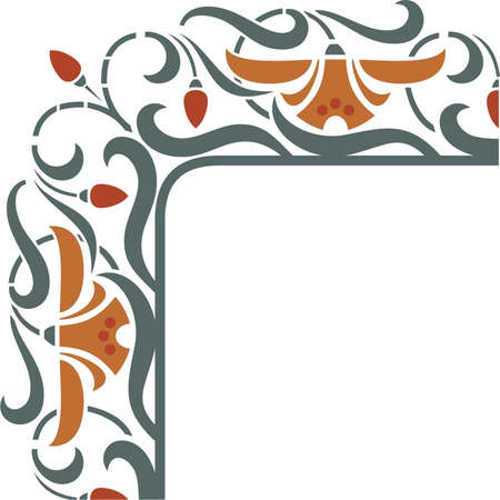 Strawberry with blossom, vintage vector frame corner, design elementのイラスト素材