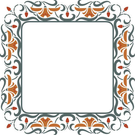 Square vintage vector floral frame - Strawberry with blossomのイラスト素材