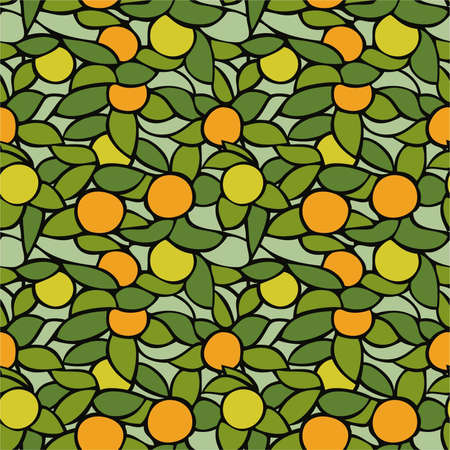 Apple tree, seamless background in stained glass window styleのイラスト素材