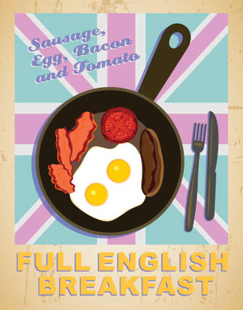 Full English breakfast - vector illusrtrationのイラスト素材
