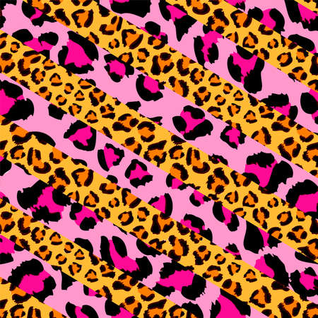 Pink panther and cheetahleopard pattern, animal print, vectorのイラスト素材