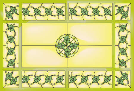 Chain with leaves, stained glass window style, vectorのイラスト素材