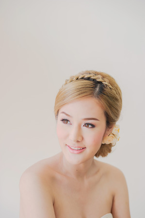 Cute asian blonde woman makeup, Woman smilingの写真素材