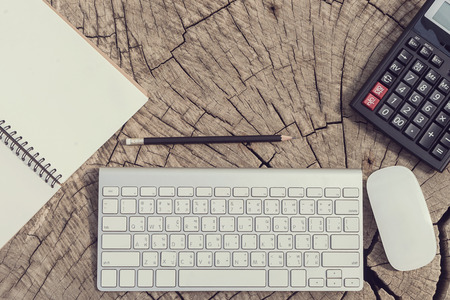 Working desktop concept idea, Vintage tone filterの写真素材