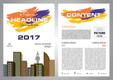 Vector flyer, corporate business, annual report, brochure design and cover presentation with colorful stroke.のイラスト素材