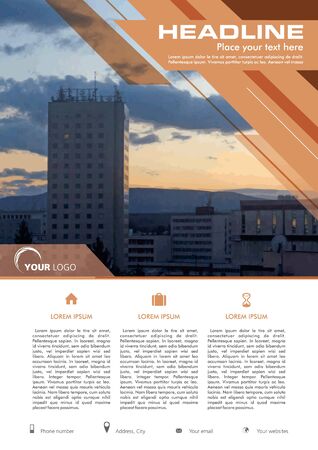 Vector flyer, corporate business, annual report, brochure design and cover presentation with brown lines with photo.のイラスト素材