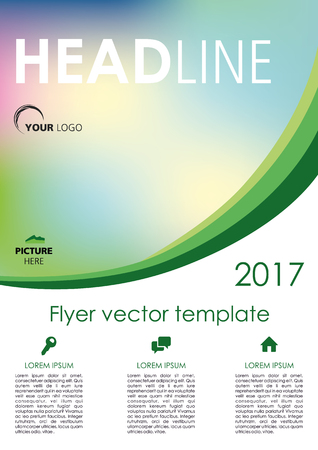 Vector flyer, corporate business, annual report, brochure design and cover presentation with green curveのイラスト素材