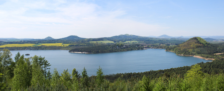 Panoramatic wiev to Machas lake from hill Borny. Czech landscapeの写真素材