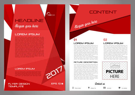 Vector flyer, corporate business, annual report, brochure design and cover presentation with red triangle.のイラスト素材
