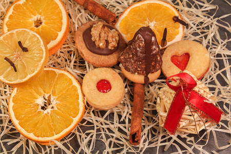 Czech homade christmas confectionery with cinnamon and orange の写真素材
