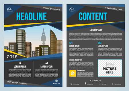 Vector flyer, corporate business, annual report, brochure design and cover presentation with blue traingleのイラスト素材