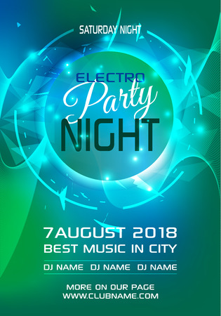 Party electro night colorful flyer template vector in blue and green colorのイラスト素材