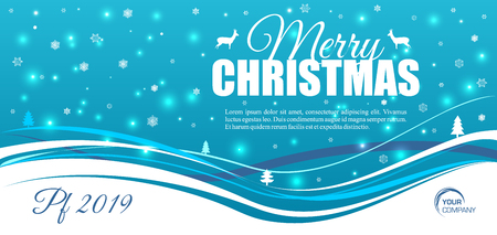 Merry Christmas vector card with snowflake on blue backgroundのイラスト素材