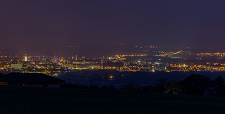 City Ceske Budejovice at night, long exposureの写真素材