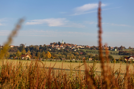 Small city Velesin through high grass. Czech landscapeの写真素材
