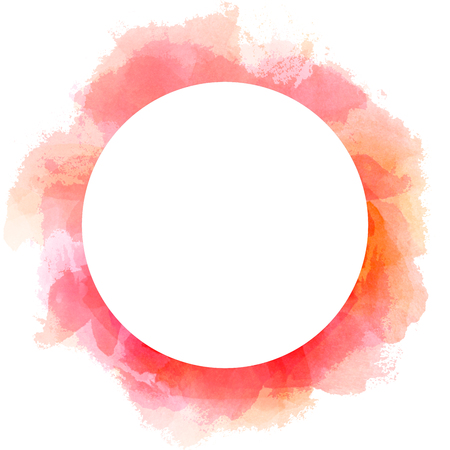 Abstract watercolor circle background in red color. Brush stroke illustration with circle white copy spaceの写真素材