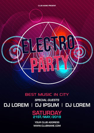 Electro party colorful flyer template vector in violet colorのイラスト素材