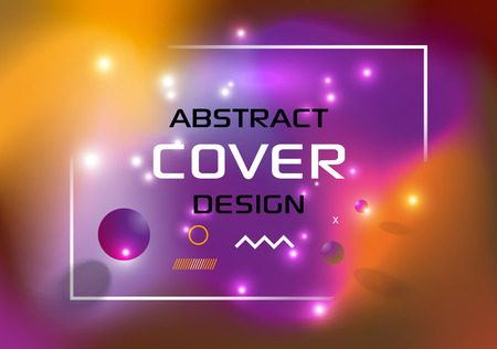 Colorful vector abstract cover design with fluid liquid wavy background in orange colorのイラスト素材