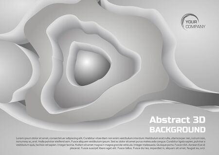 Vector abstract paper cut white background. Canyon map light relief textureのイラスト素材