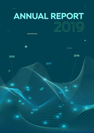 Modern vector flyer, annual report, brochure cover, background with statistics wave in blue colorのイラスト素材