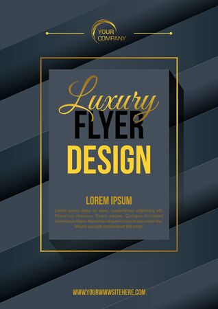 Vector luxury modern flyer template with rectangle in gold and dark colorのイラスト素材