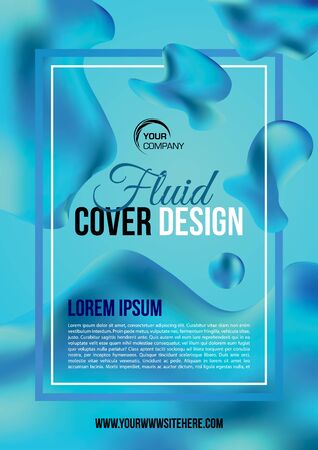 Abstract fluid, liquid flyer cover design template in blue colorのイラスト素材