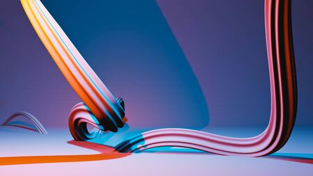 Abstract colorful liquid, brush stroke line on blue and violet background
