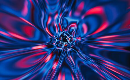 Abstract colorful VJ tunnel with blue and red lines. Future, speed, big data background concept. 3D...
