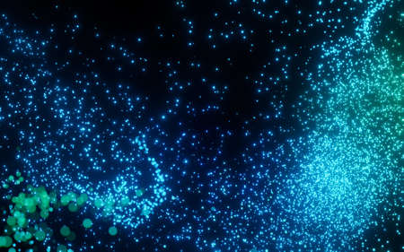 Abstract colorful particle background. Small round dot on black background