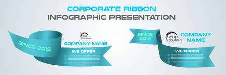 Modern colorful infographics corporate presentation vector template with blue ribbonのイラスト素材