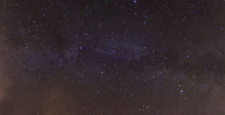 Panoramic summer night sky with milky way and stars. Czech republic