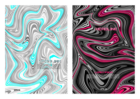 Set of two vector flyer, corporate business, annual report, brochure design and cover presentation with marble color paint texture mixのイラスト素材