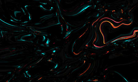 Vibrant colorful marble, wave texture on black background. Digital animationの写真素材