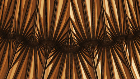 Abstract 3D fractal luxury design in gold color with connected lines. Modern futuristic background,...